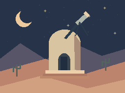 Desert Observatory — animated pixel art loop generated in Phluxel