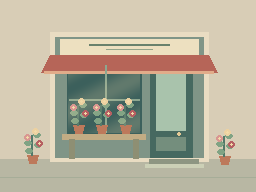 Florist at Noon — animated pixel art loop generated in Phluxel