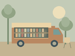 Roving Library — animated pixel art loop generated in Phluxel
