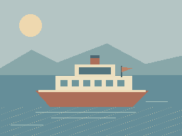 Slow Ferry — animated pixel art loop generated in Phluxel