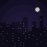 City at Night — animated pixel art loop generated in Phluxel