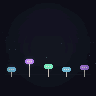 Mushroom Grove — animated pixel art loop generated in Phluxel