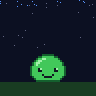 Slime in Rain — animated pixel art loop generated in Phluxel