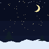 Snowy Night — animated pixel art loop generated in Phluxel