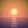 Sunset Beach — animated pixel art loop generated in Phluxel