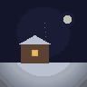 Winter Village — animated pixel art loop generated in Phluxel