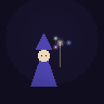 Wizard — animated pixel art loop generated in Phluxel