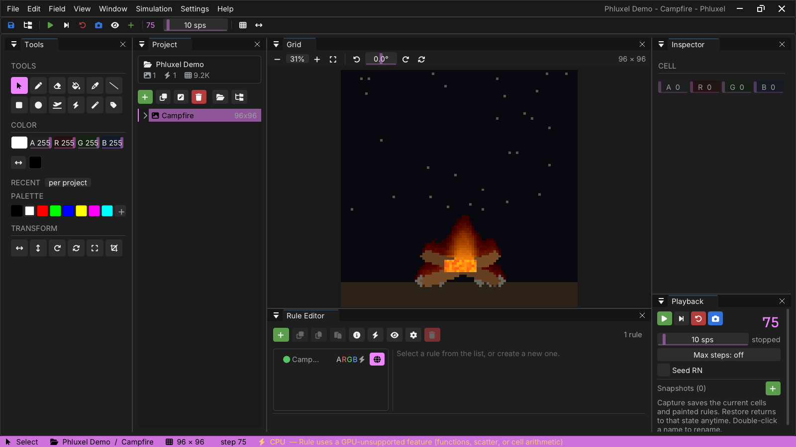 Phluxel Campfire scene