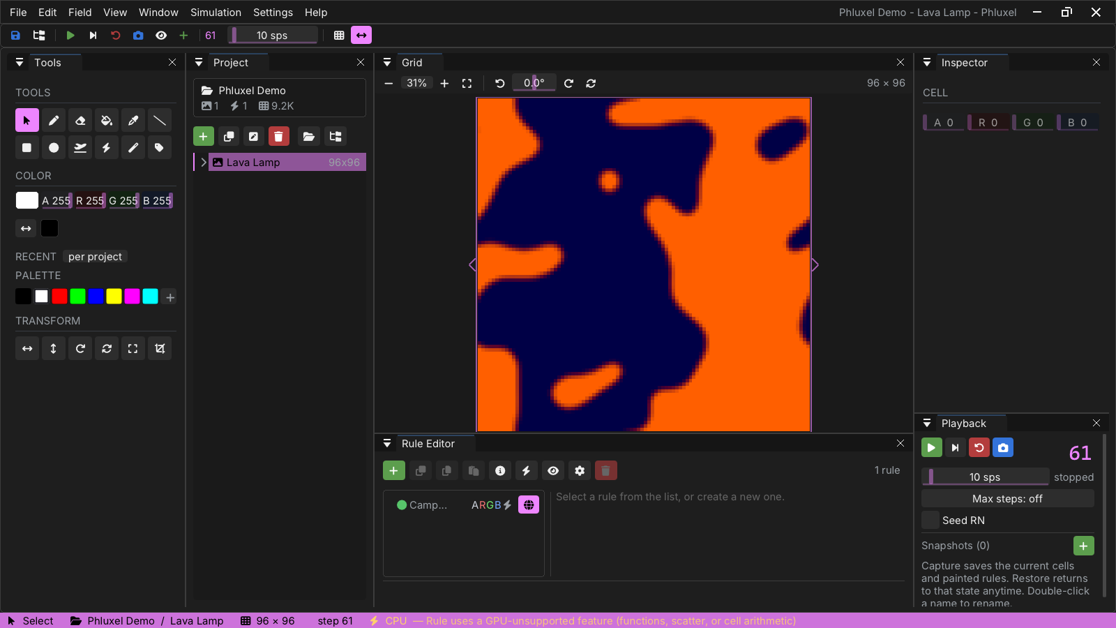 Phluxel Lava Lamp scene